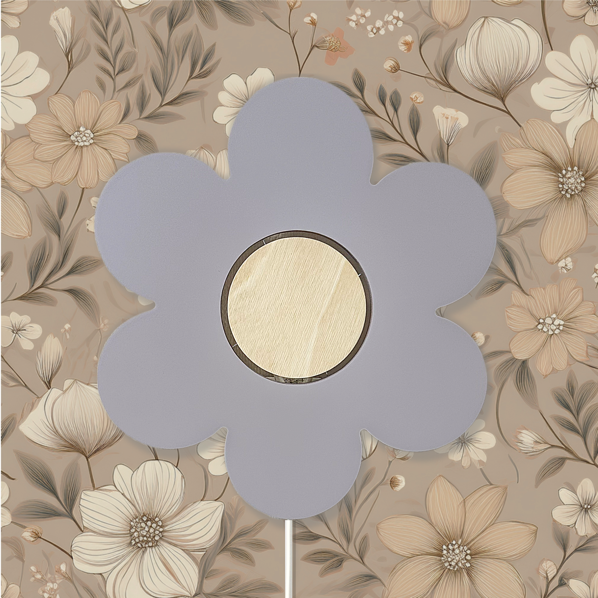 Trævæglampe til børneværelse | Blomst - Lilla