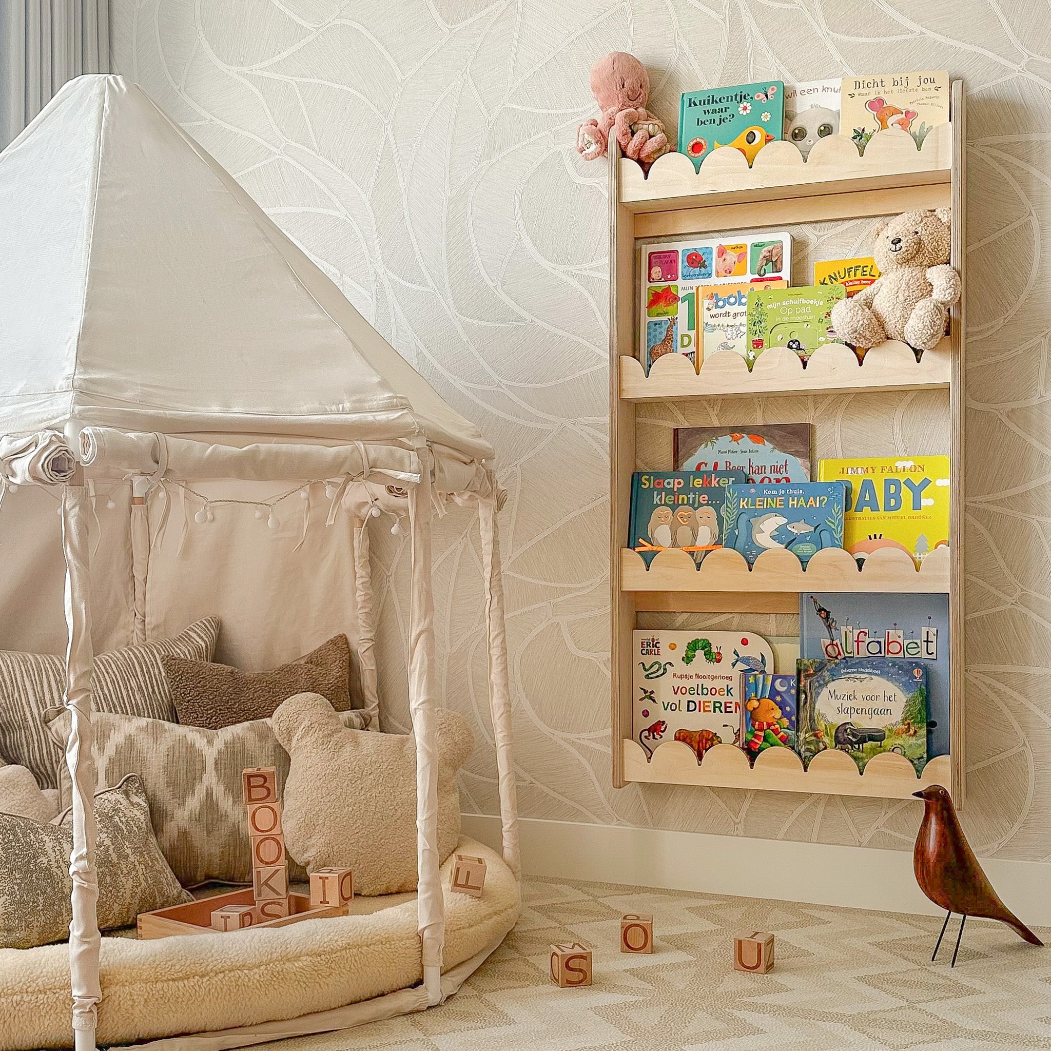 Bubble Montessori boekenrek kinderkamer | 4 planken - blank - toddie.nl ®