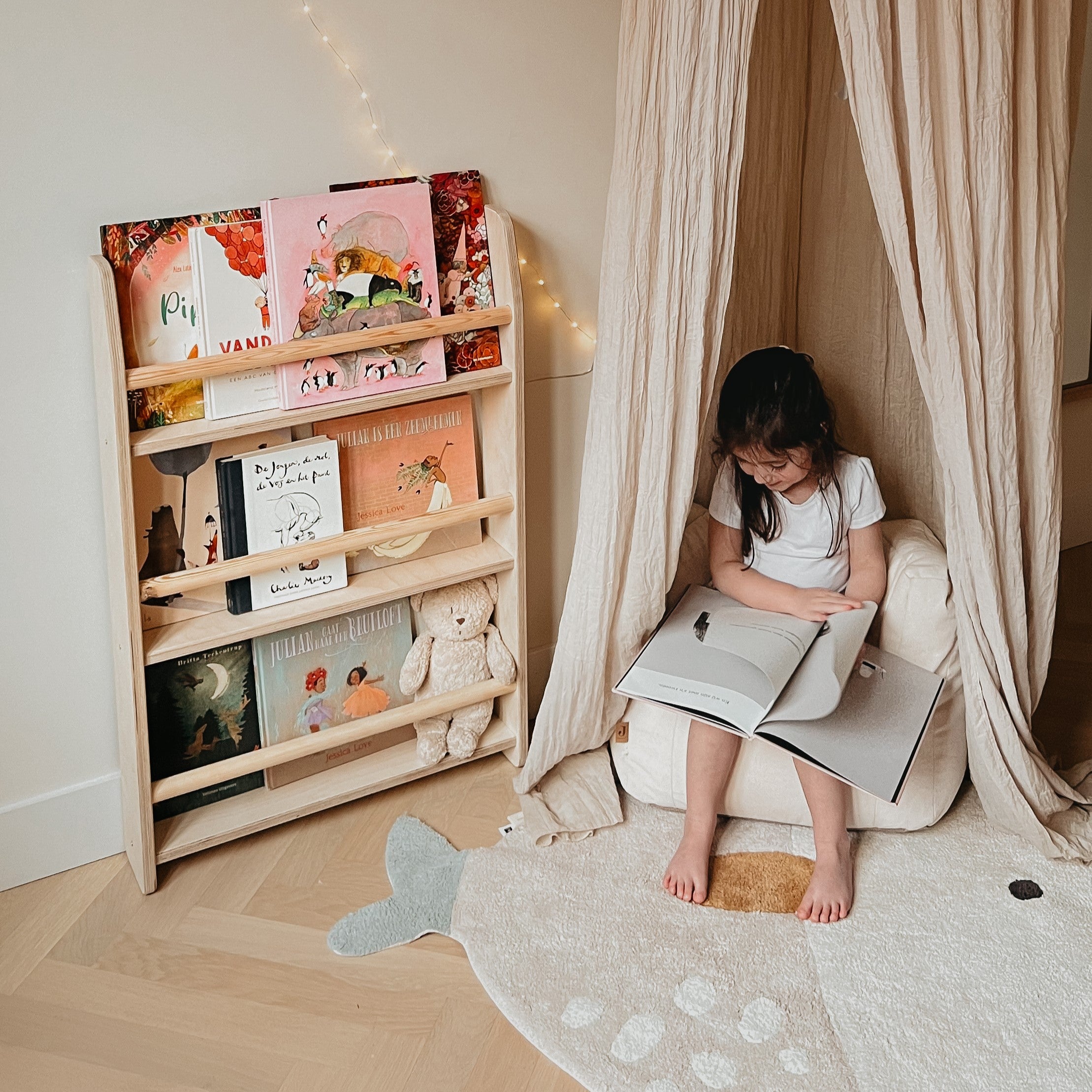 Shelfie Montessori bogreol til børneværelse | 3 planker - blanke