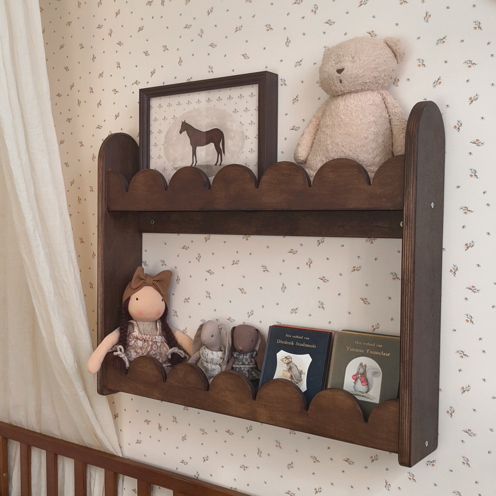 Bubble Montessori reol til børneværelse | 2 planker - wengebejdset