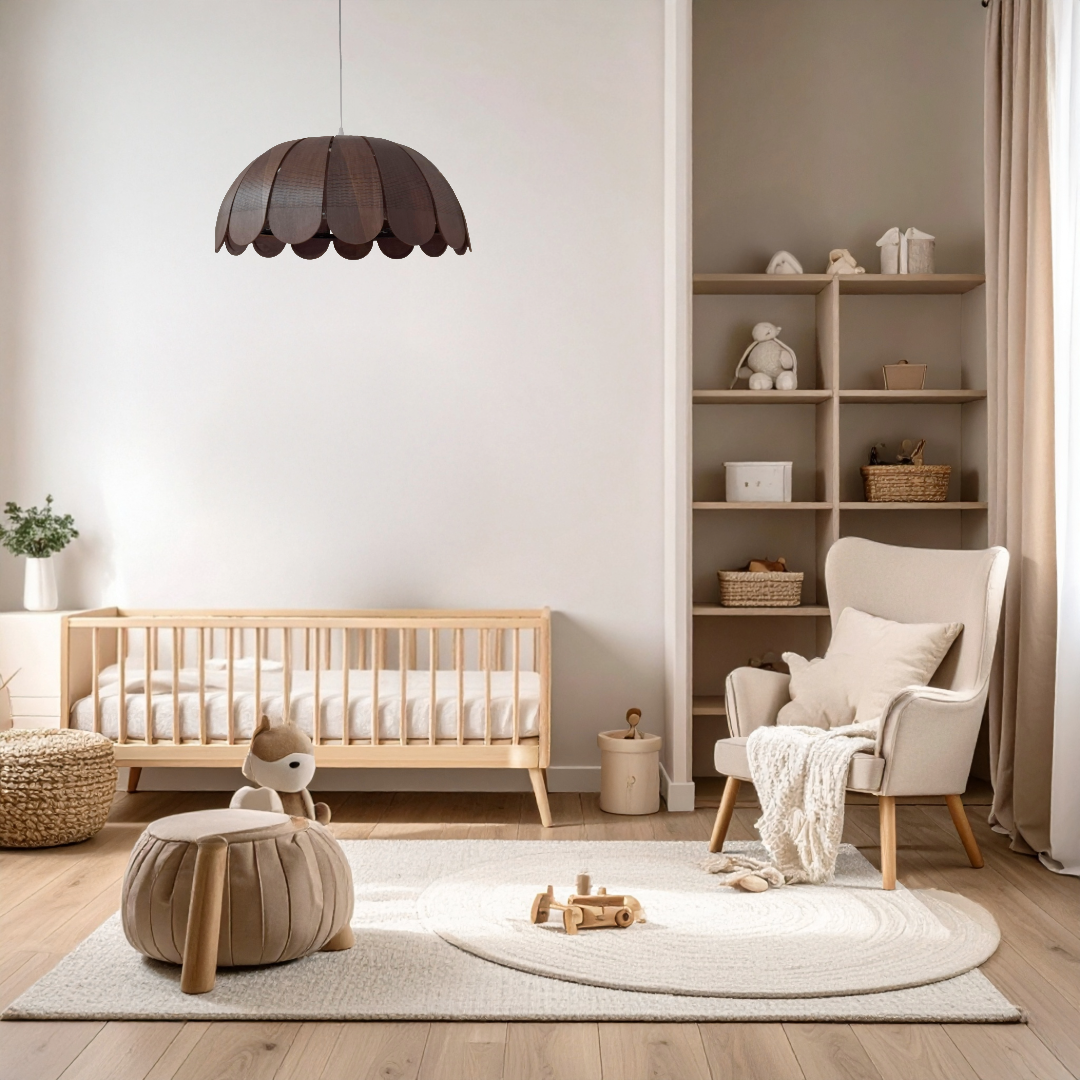 Houten hanglamp kinderkamer | Bubble Wengé (Walnut) - toddie.nl ®