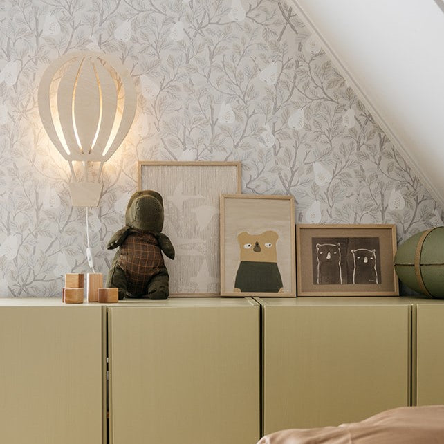 Houten wandlamp kinderkamer | Luchtballon - blank - toddie.nl ®