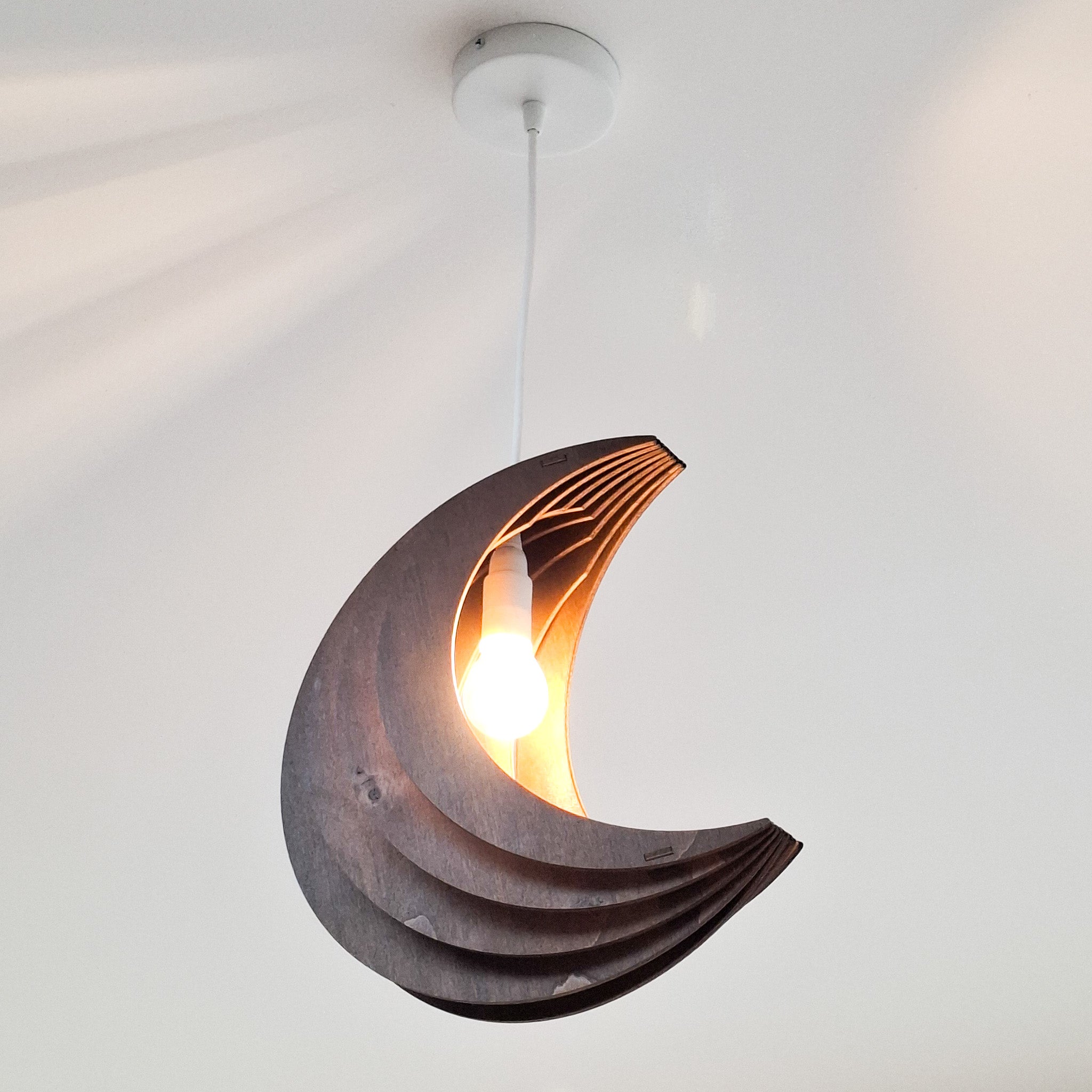 Træhængelampe til børneværelse | Månen - Wenge