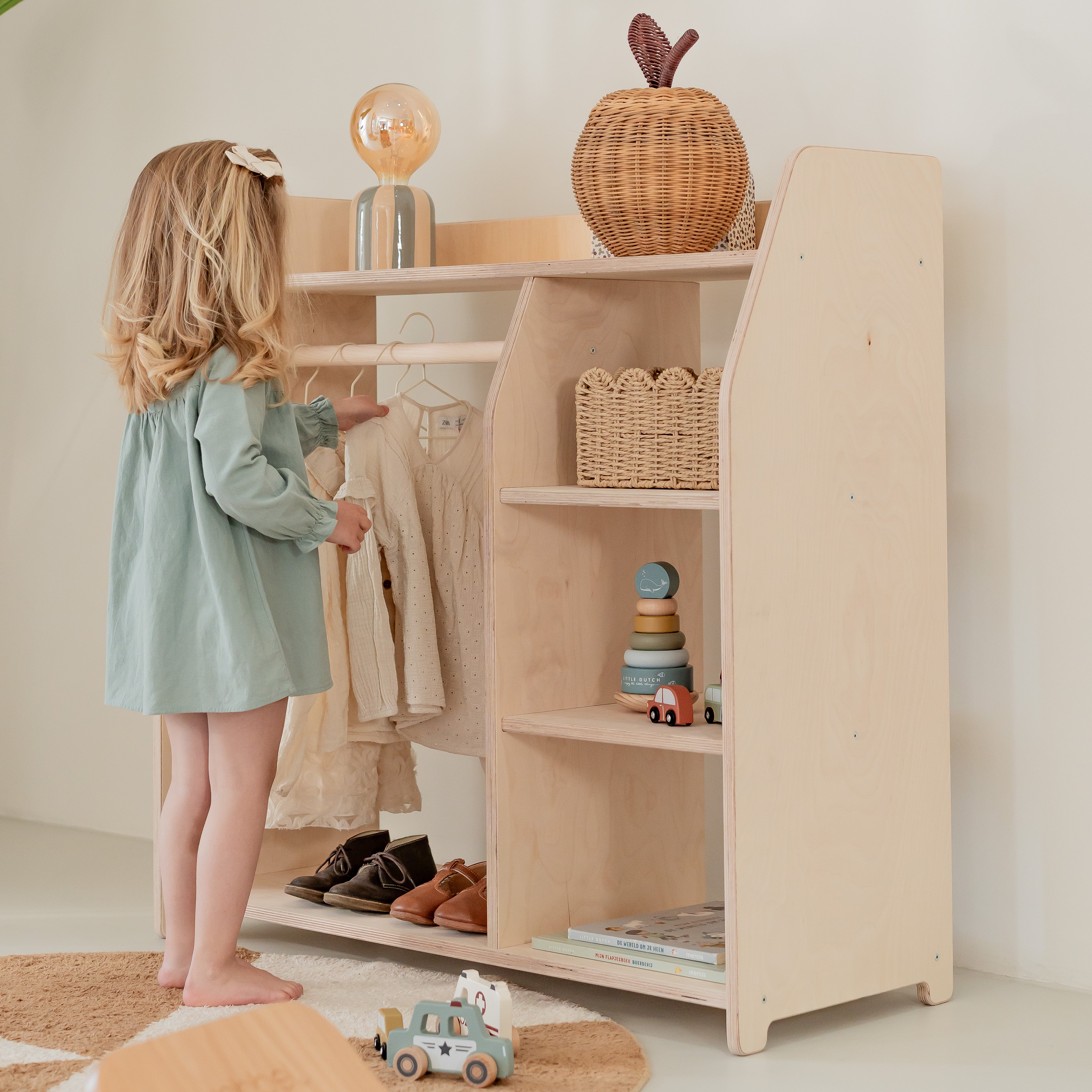 Moodie montessori kledingkast/speelgoedkast kinderkamer | Kindergarderobe - blank - toddie.nl ®