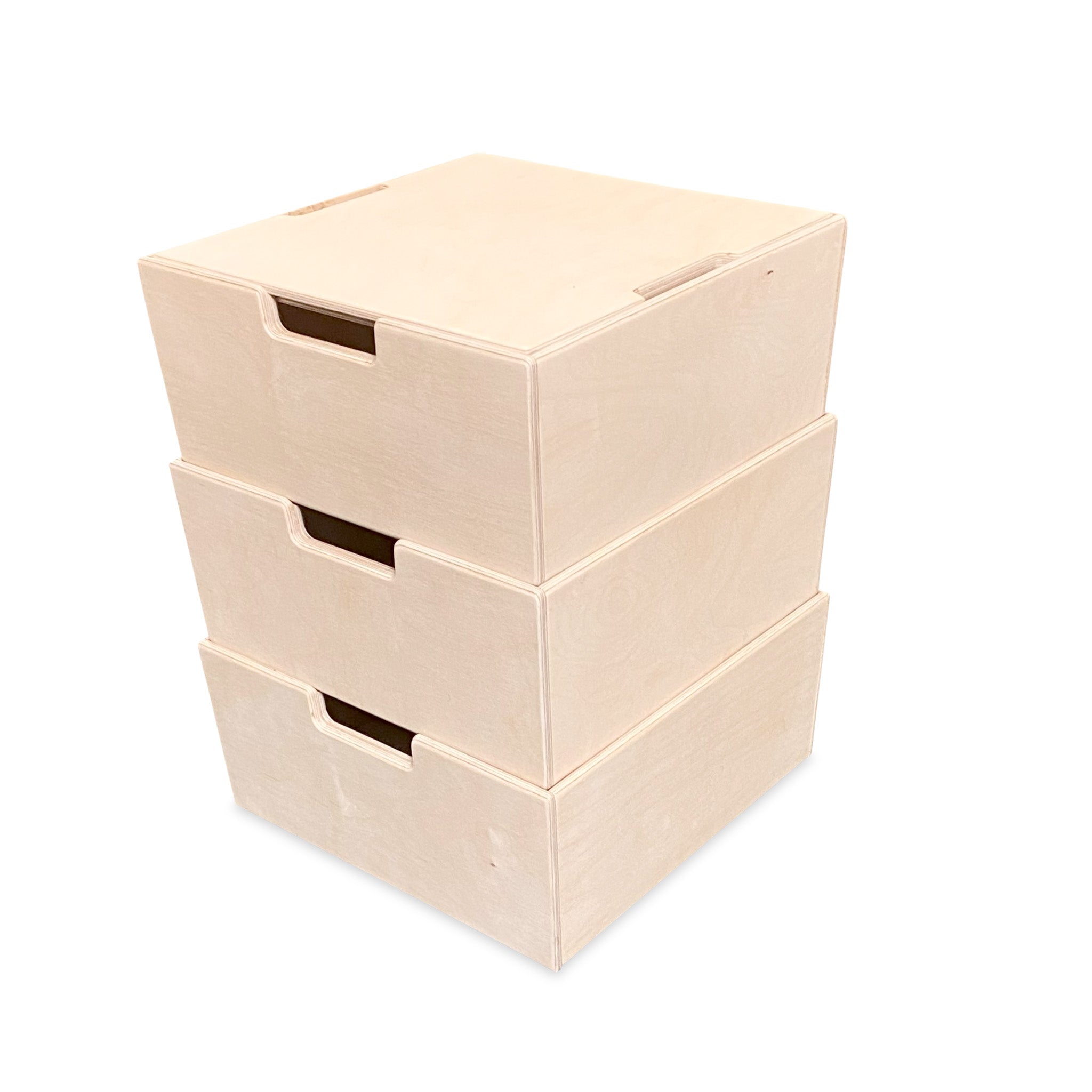 Montessori opbevaringskasser til børneværelse | Stabelbare trækasser som trin - blanke