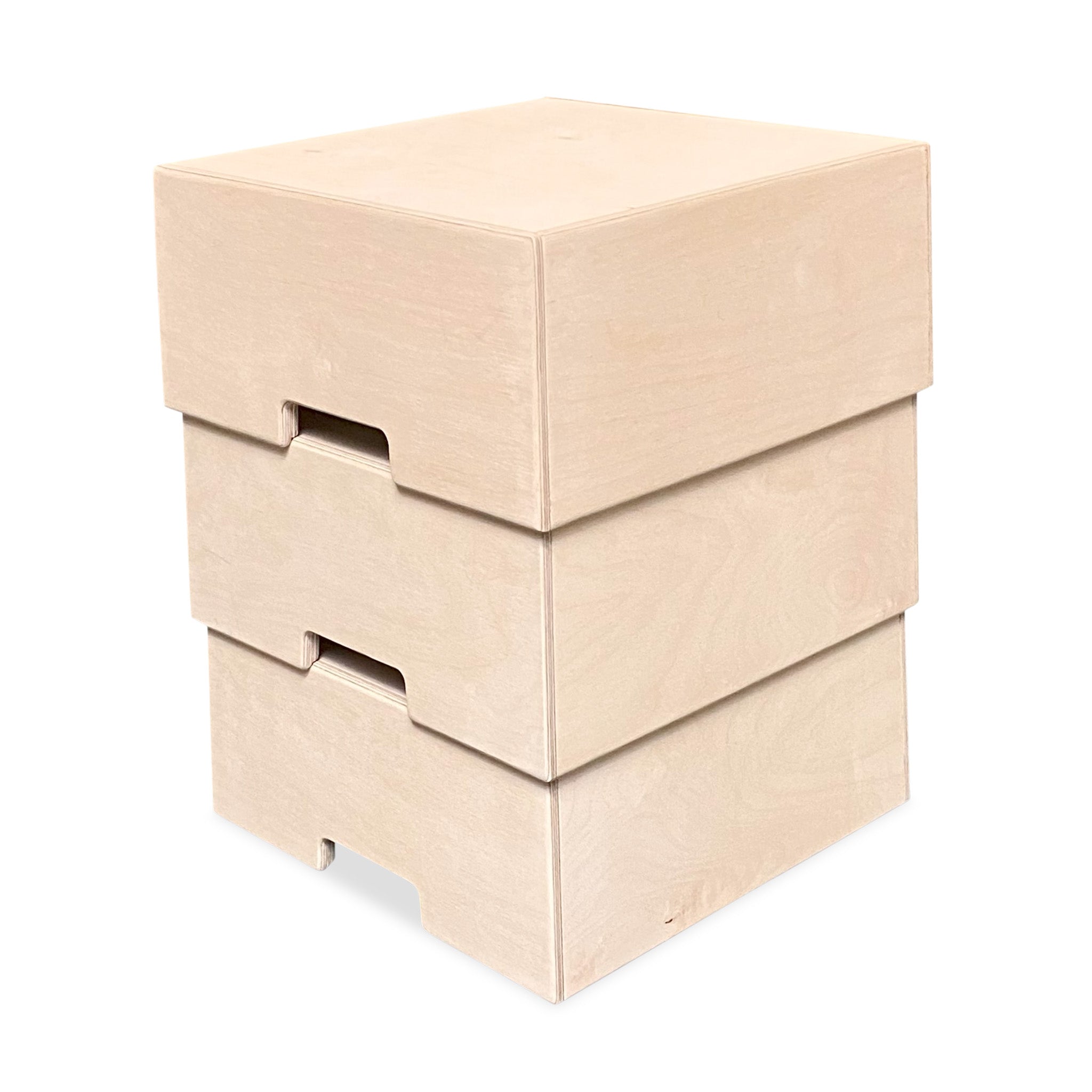 Montessori opbevaringskasser til børneværelse | Stabelbare trækasser som trin - blanke