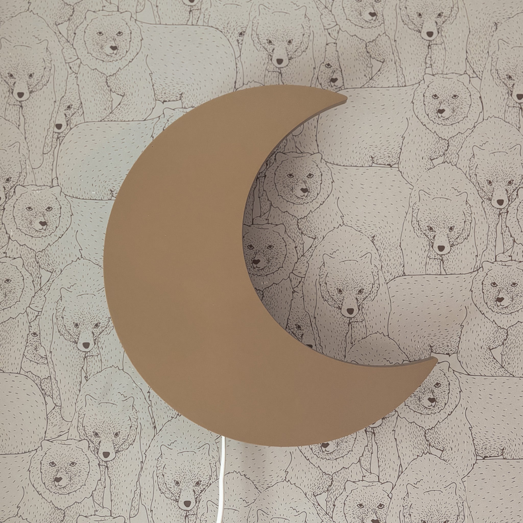 Houten wandlamp kinderkamer | Maan - spiced honey - toddie.nl ®