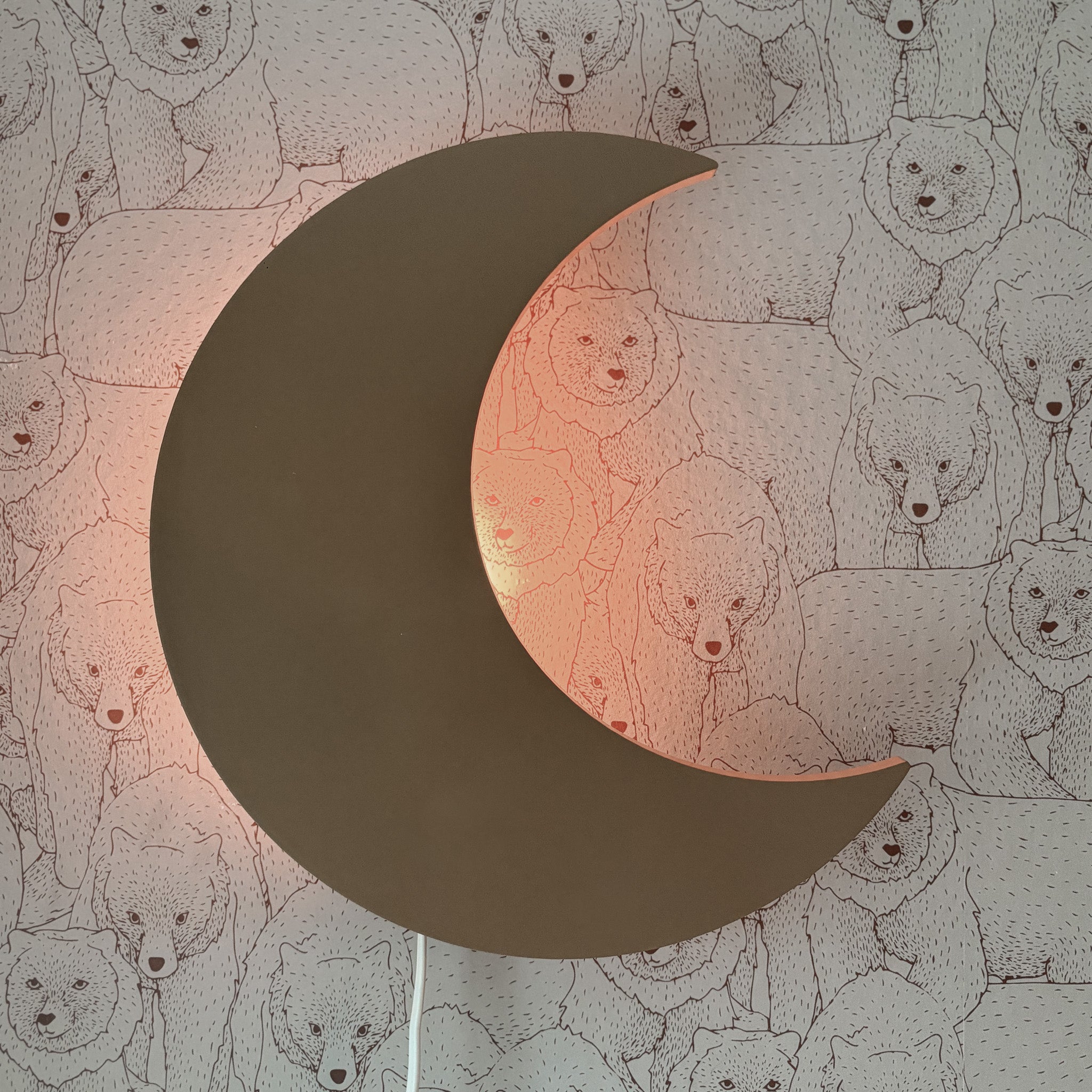 Houten wandlamp kinderkamer | Maan - spiced honey - toddie.nl ®