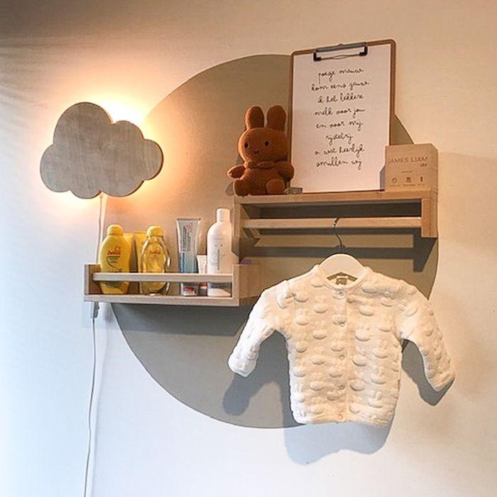 Houten wandlamp kinderkamer | Wolkie - blank - toddie.nl ®