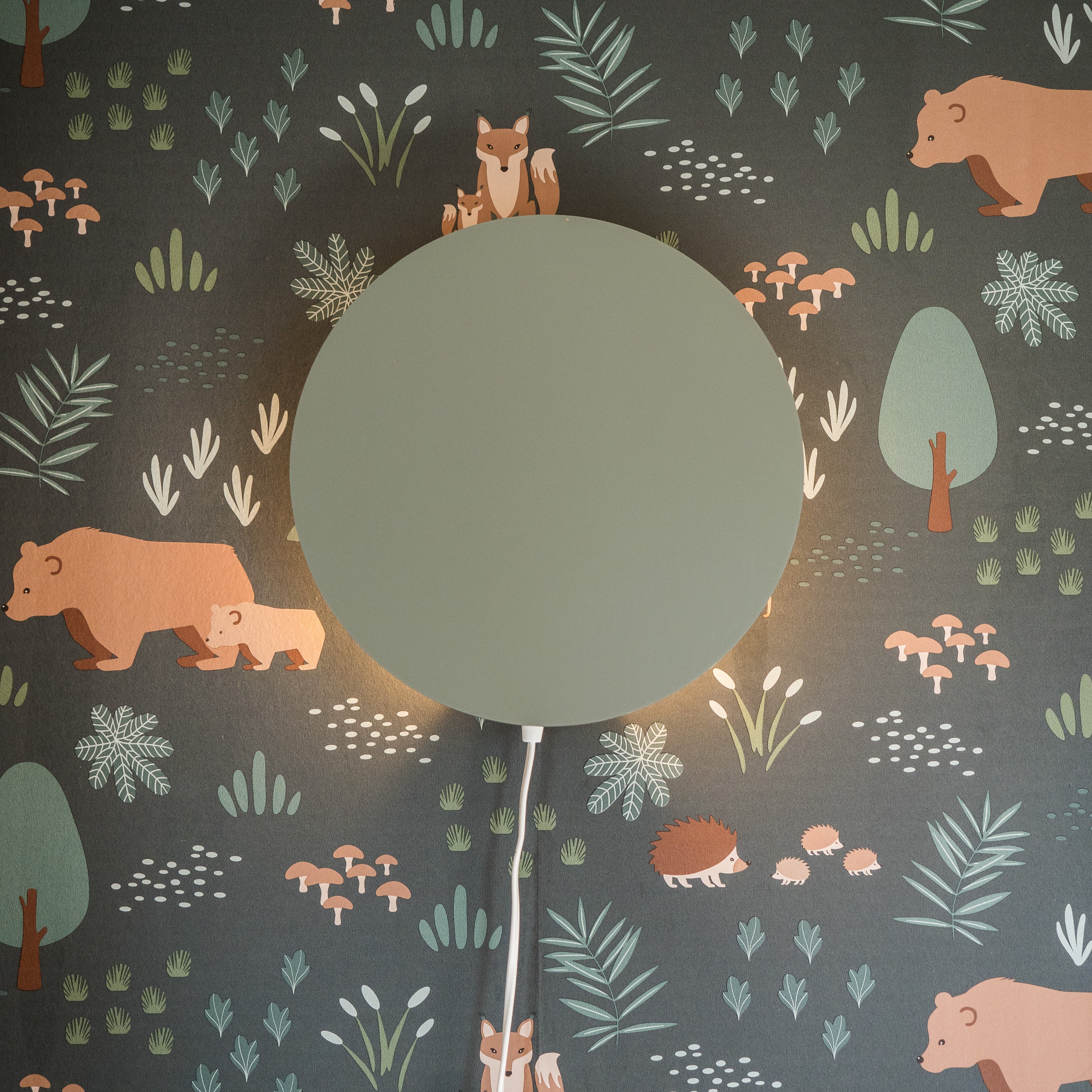 Trævæglampe til børneværelse | cirkel grøn