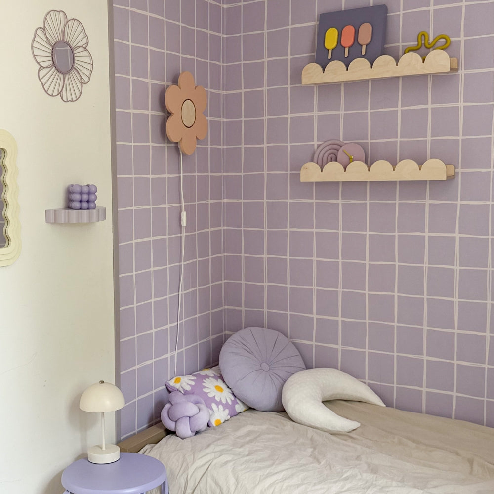 Trævæglampe til børneværelse | Blomst - Peach