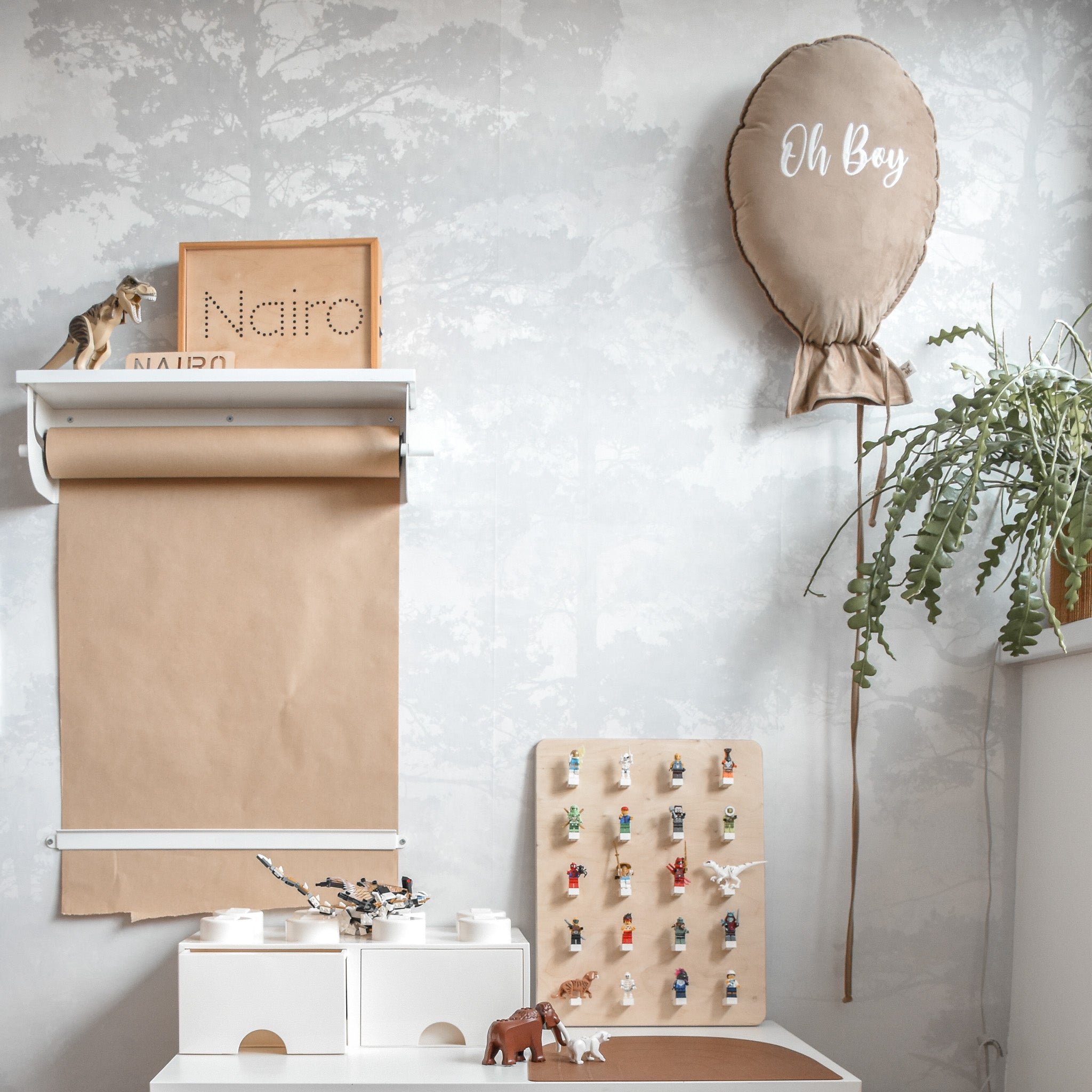 Trævægskilt til børneværelse | legoplade - blank