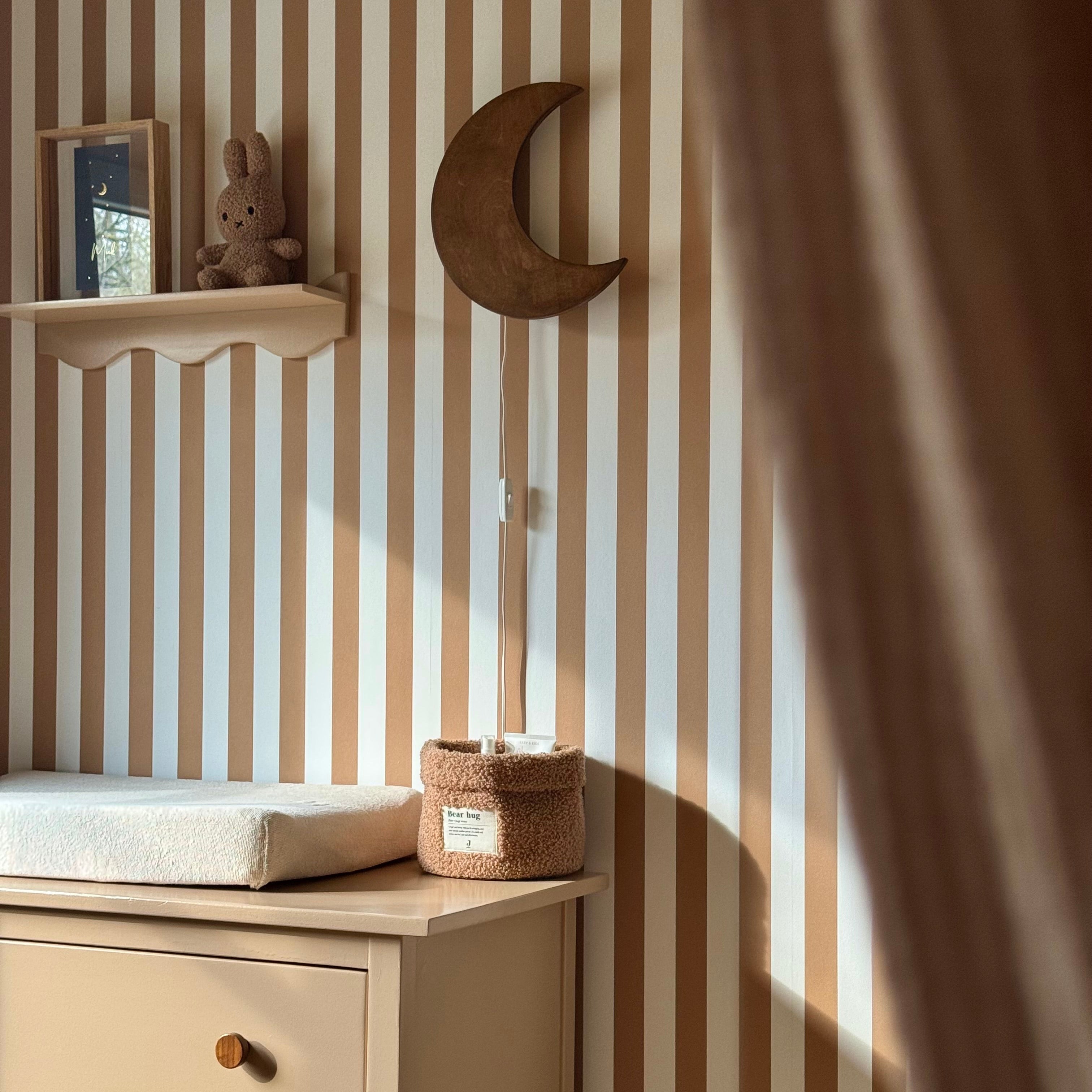 Trævæglampe til børneværelse | Månen - blank