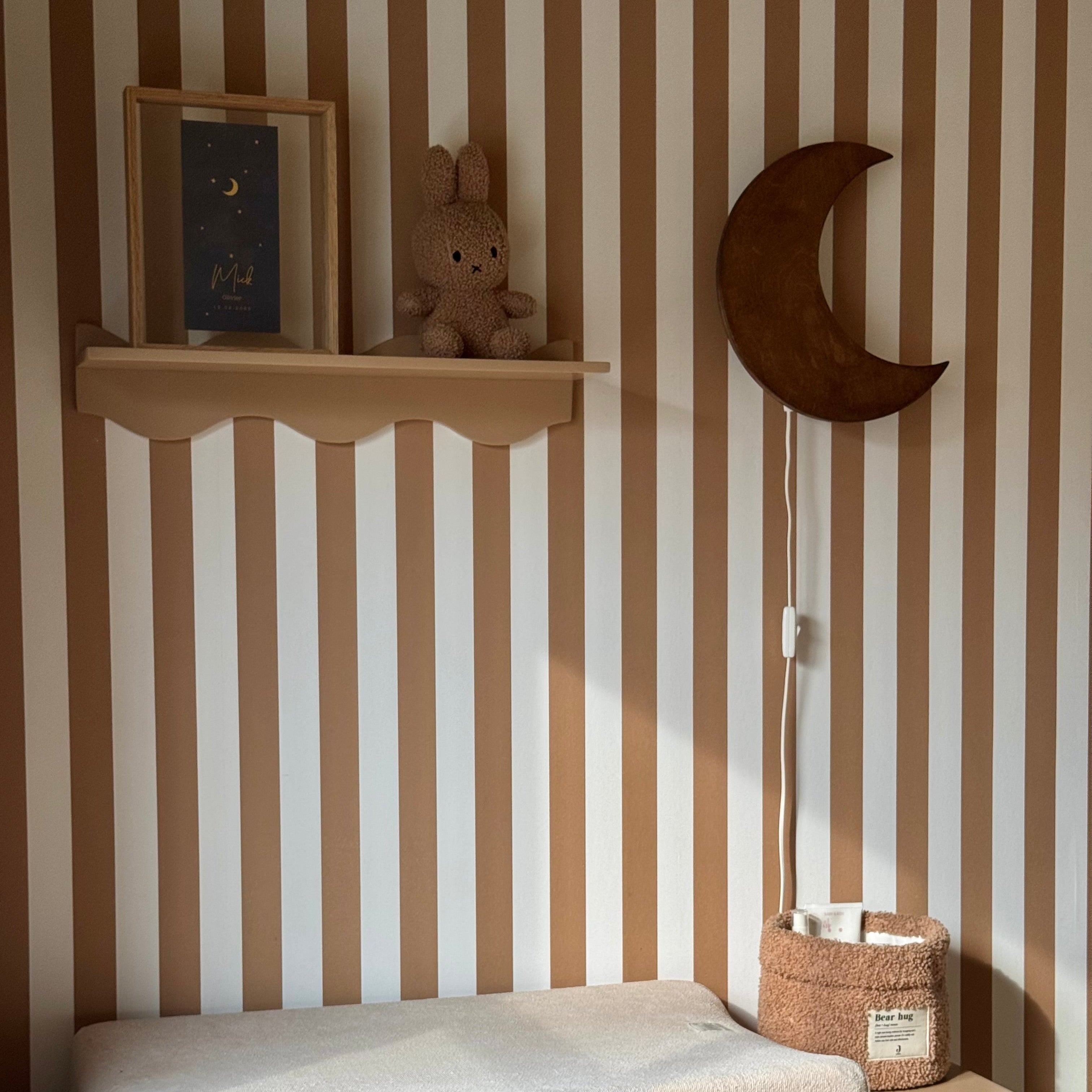 Trævæglampe til børneværelse | Månen - blank