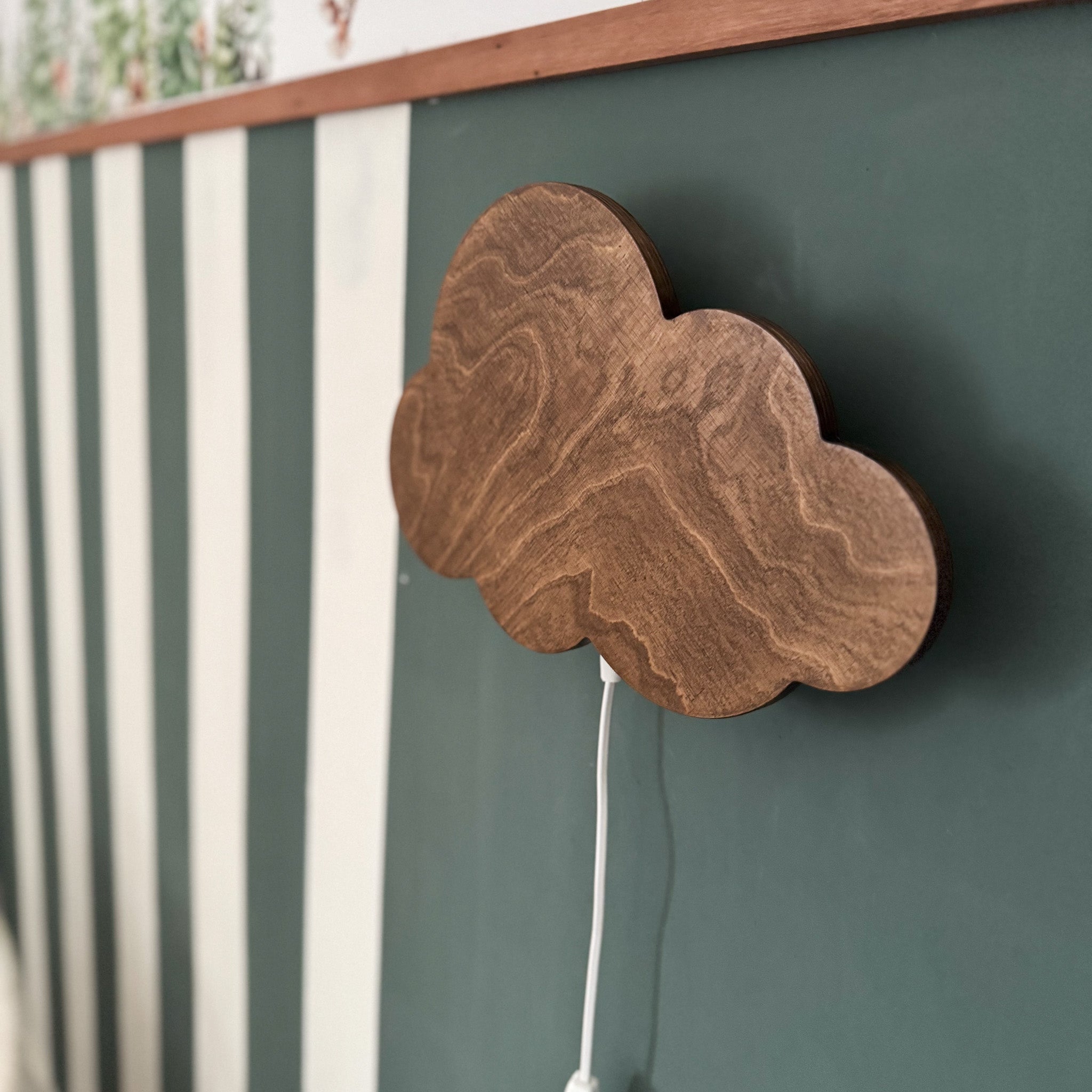 Houten wandlamp kinderkamer | Wolkie - Wengé (walnoot) - toddie.nl ®