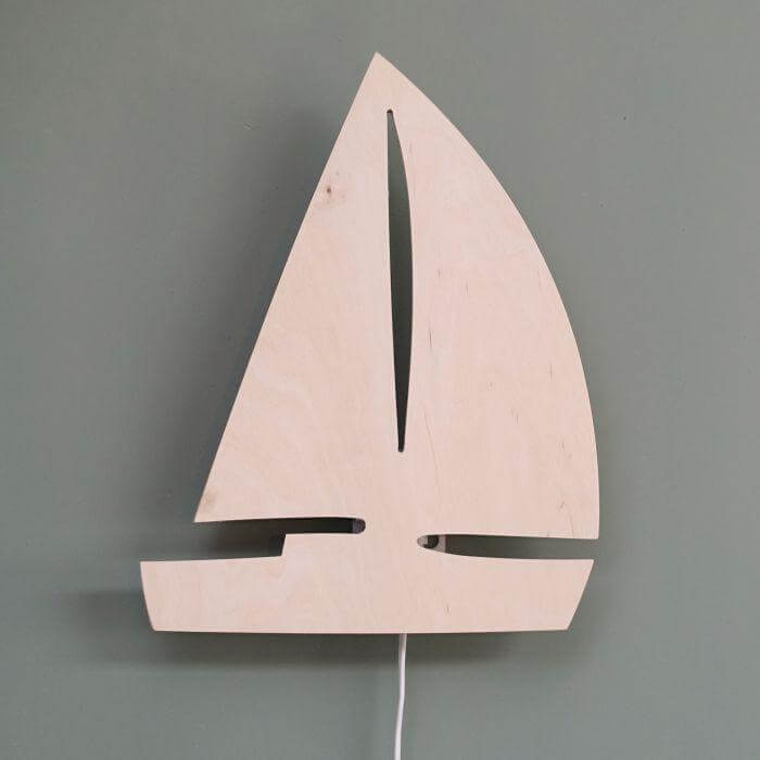 Houten wandlamp kinderkamer | Zeilboot - toddie.nl