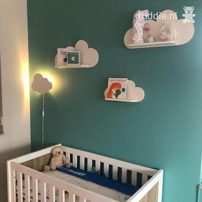 Witte houten wandplank wolk, plank kinderkamer | Wolkie - toddie.nl