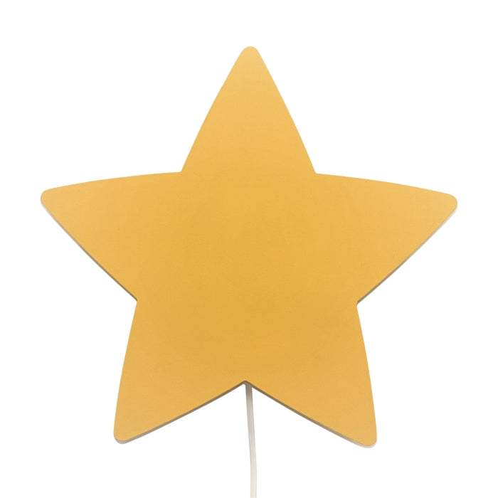 Houten wandlamp kinderkamer | Ster - geel - toddie.nl