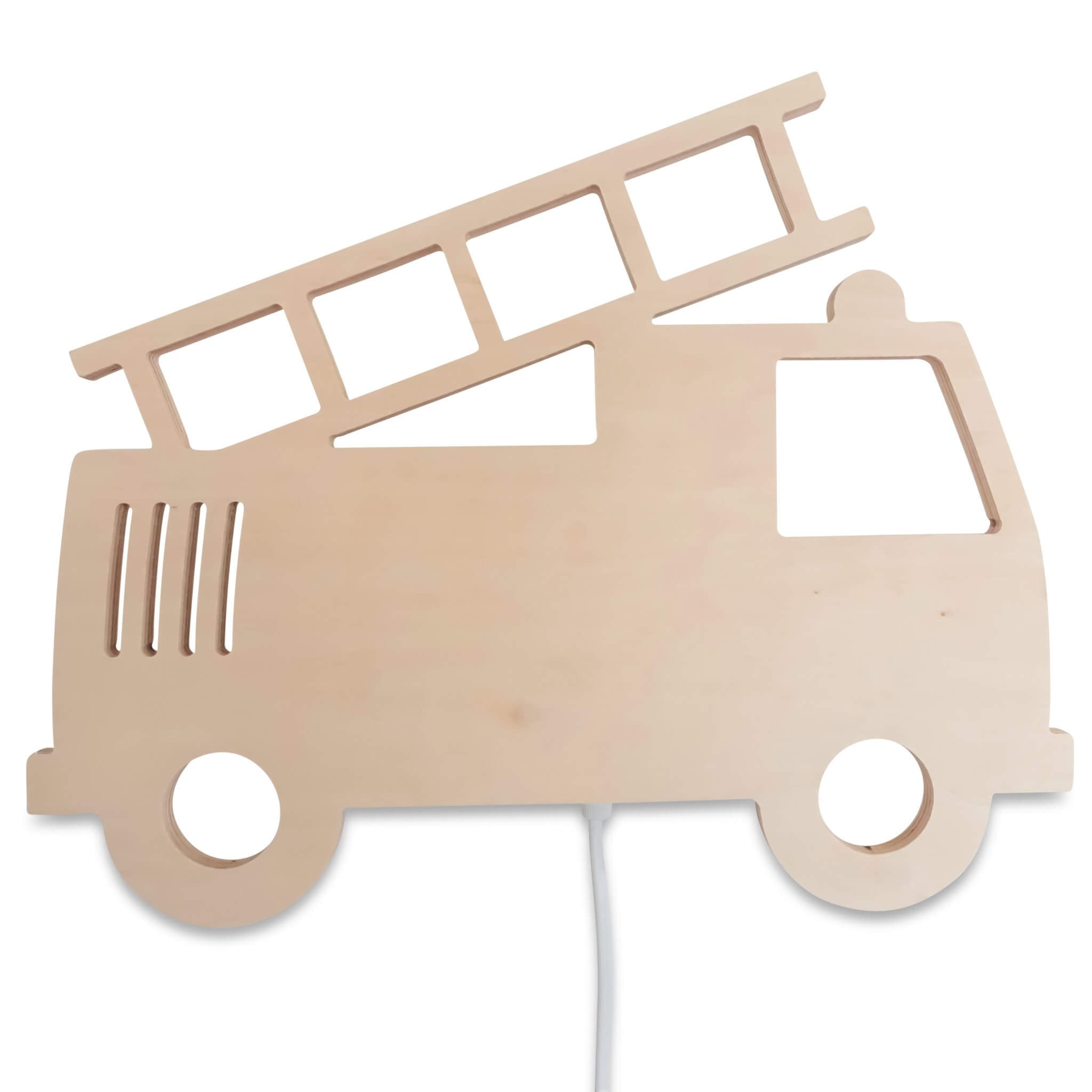 Houten wandlamp kinderkamer | Brandweerwagen - toddie.nl