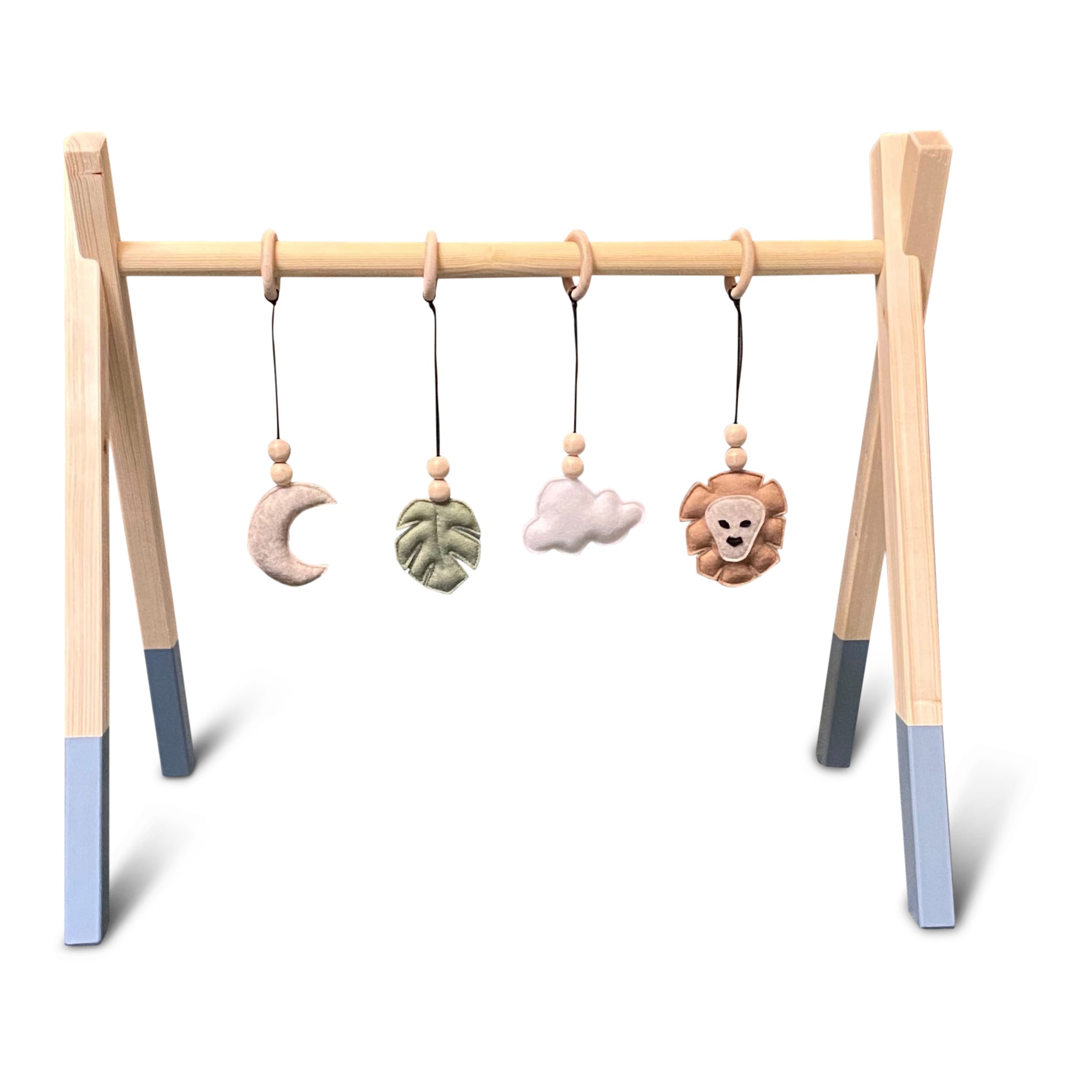 Houten babygym Denim drift, met jungle hangers , Tipi vorm massief hout - toddie.nl