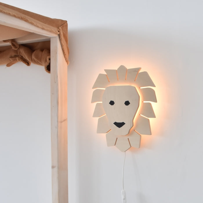 Houten wandlamp kinderkamer | Leeuw - toddie.nl