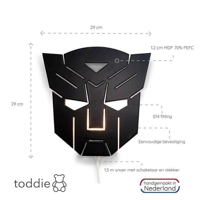 Houten wandlamp kinderkamer | Transformer - toddie.nl
