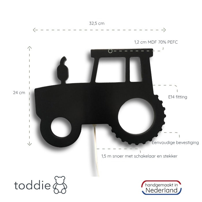 Houten wandlamp kinderkamer | Trekker zwart - toddie.nl