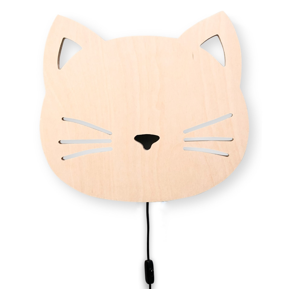 Houten wandlamp kinderkamer | Kat - toddie.nl