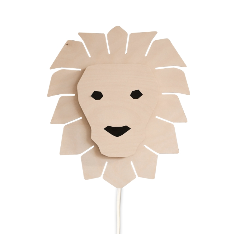 Houten wandlamp kinderkamer | Leeuw - toddie.nl