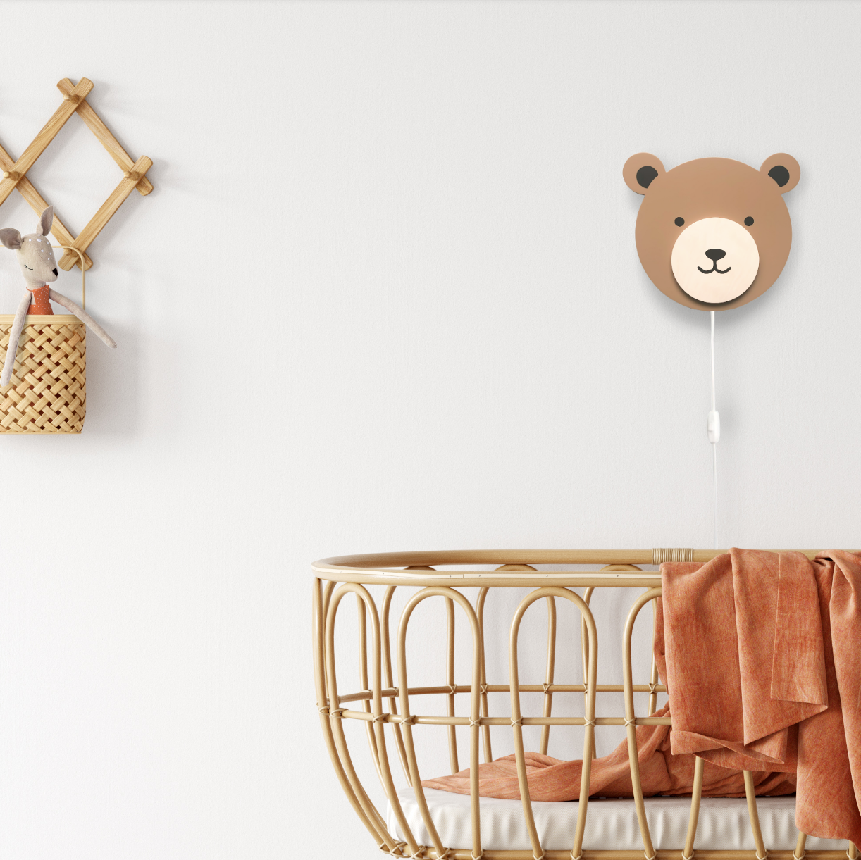Houten wandlamp kinderkamer | teddy multiplex, spiced honey - toddie.nl