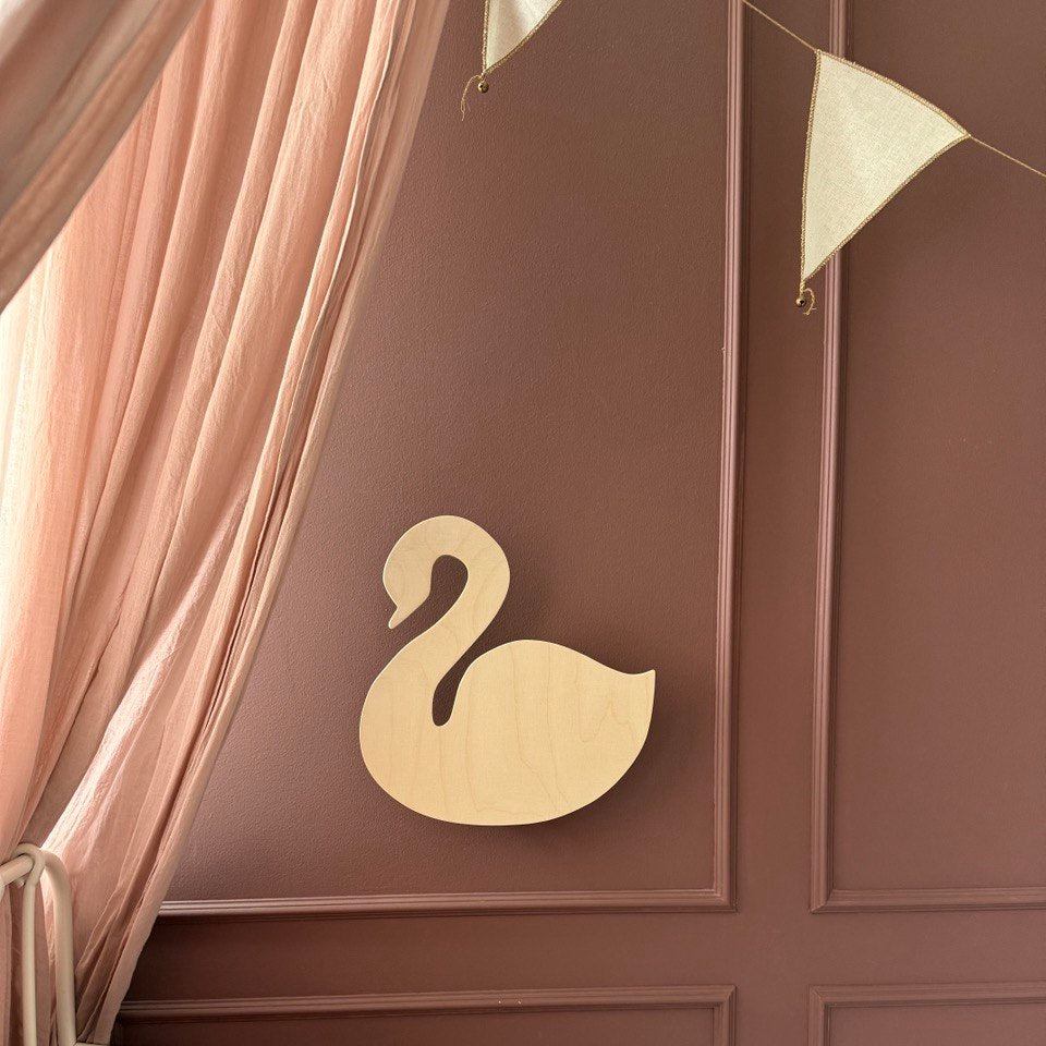 Houten wandlamp kinderkamer | Zwaan - blank - toddie.nl ®