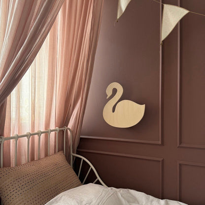 Houten wandlamp kinderkamer | Zwaan - blank - toddie.nl ®