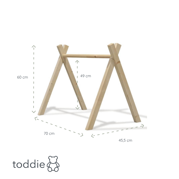 Holz Babygym | Massiver Holzspielbogen Tipi-Form (ohne hängespielzeuge) Spielbogen toddie.de   