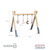 Holz Babygym | Massiver Holzspielbogen Tipi-Form mit Natur Hängespielzeuge - denim drift Spielbogen + Hängespielzeuge toddie.de   