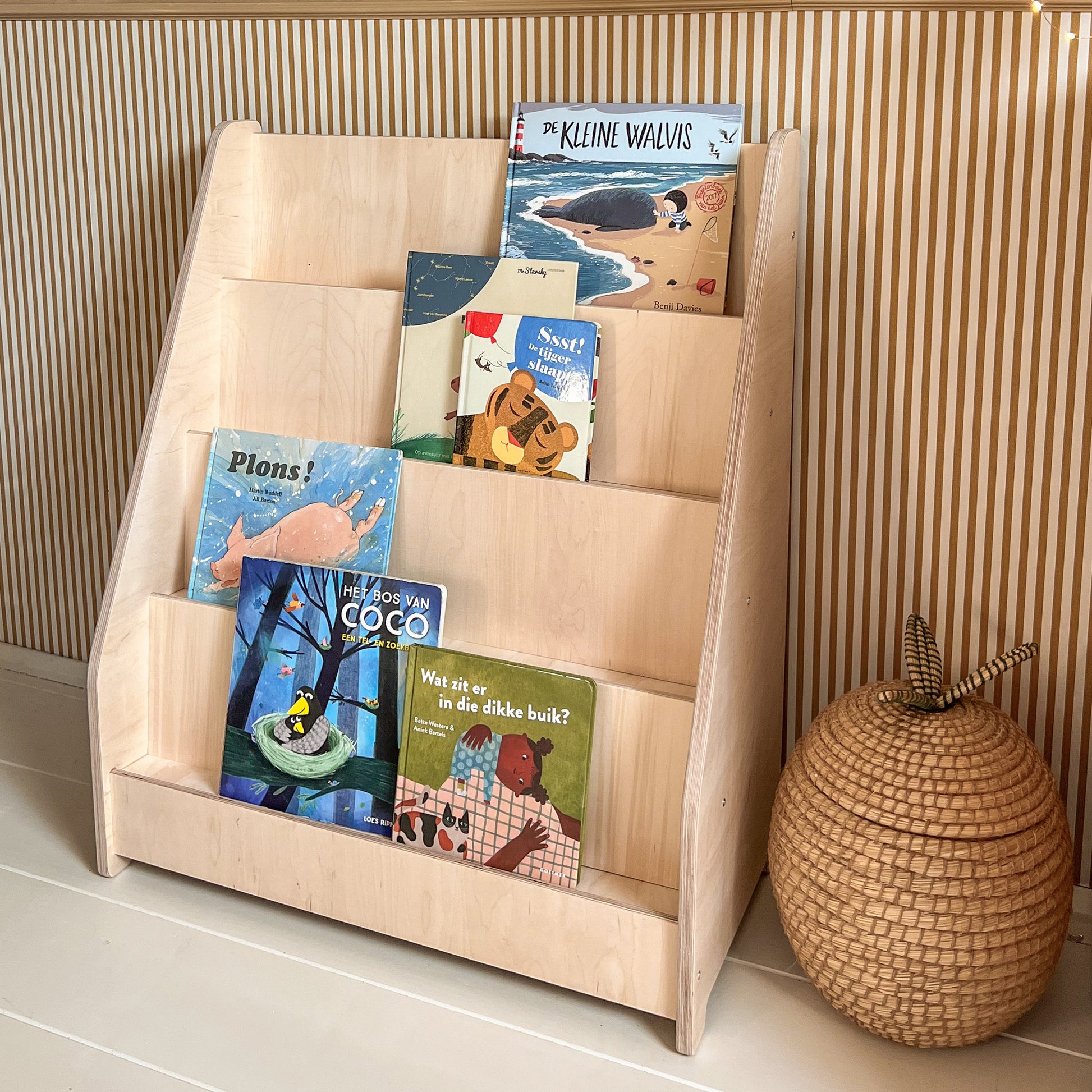 Moodie montessori boekenkast kinderkamer | 4 treden - blank - toddie.nl ®