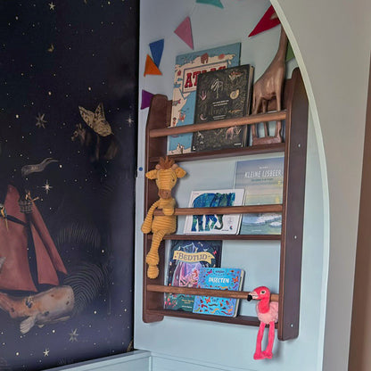 Shelfie montessori boekenrek kinderkamer | 3 planken - Wengé gebeitst - toddie.nl ®