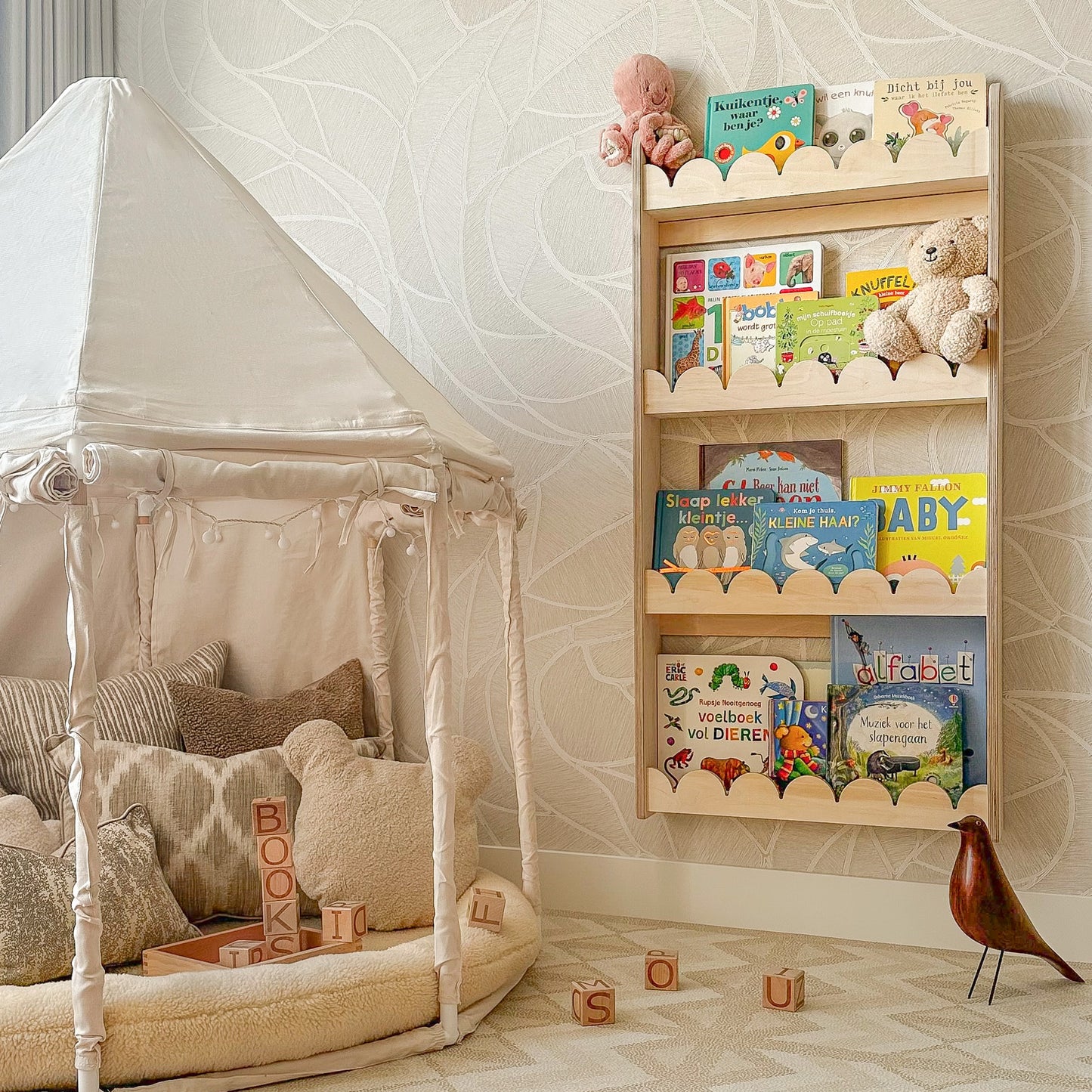 Bubble Montessori boekenrek kinderkamer | 4 planken - blank - toddie.nl ®