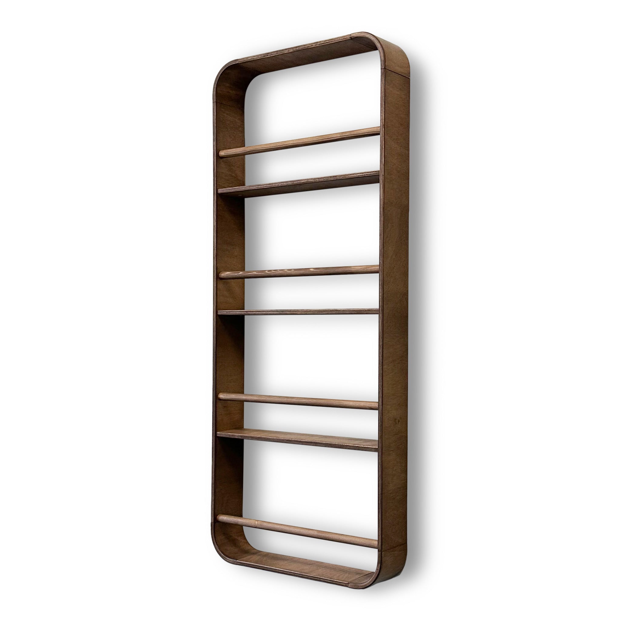 Novie montessori rond boekenrek kinderkamer | 4 planken - Wengé gebeitst