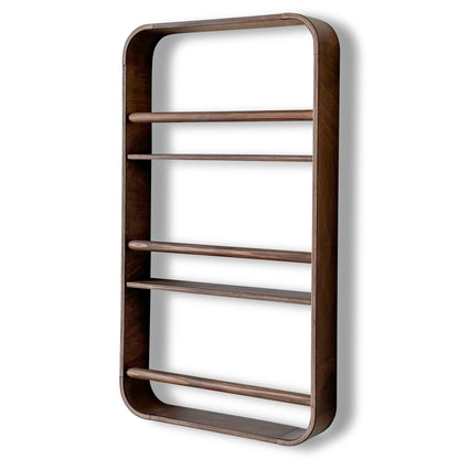 Novie montessori rond boekenrek kinderkamer | 3 planken - Wengé gebeitst - toddie.nl ®