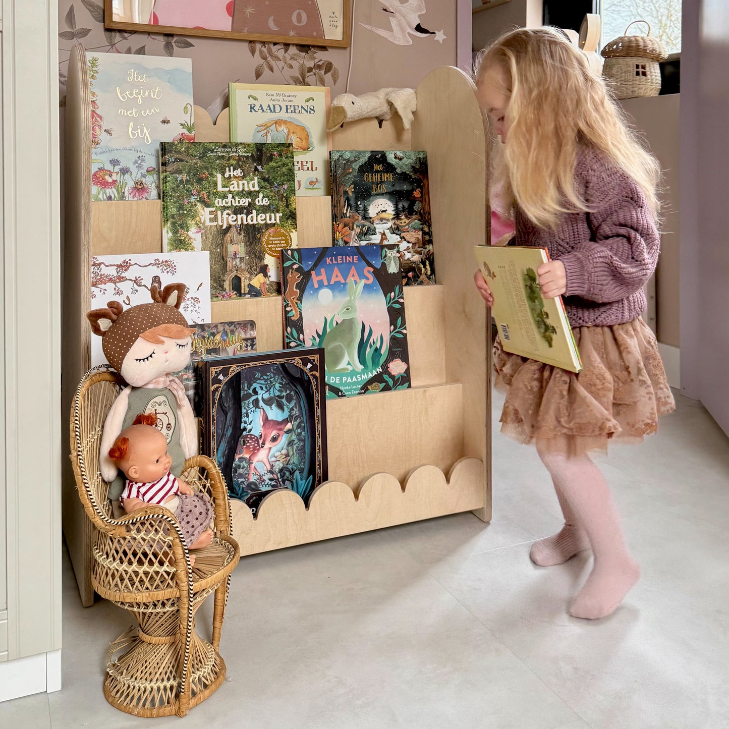 Bubble Montessori boekenkast kinderkamer | 4 treden - blank - toddie.nl ®