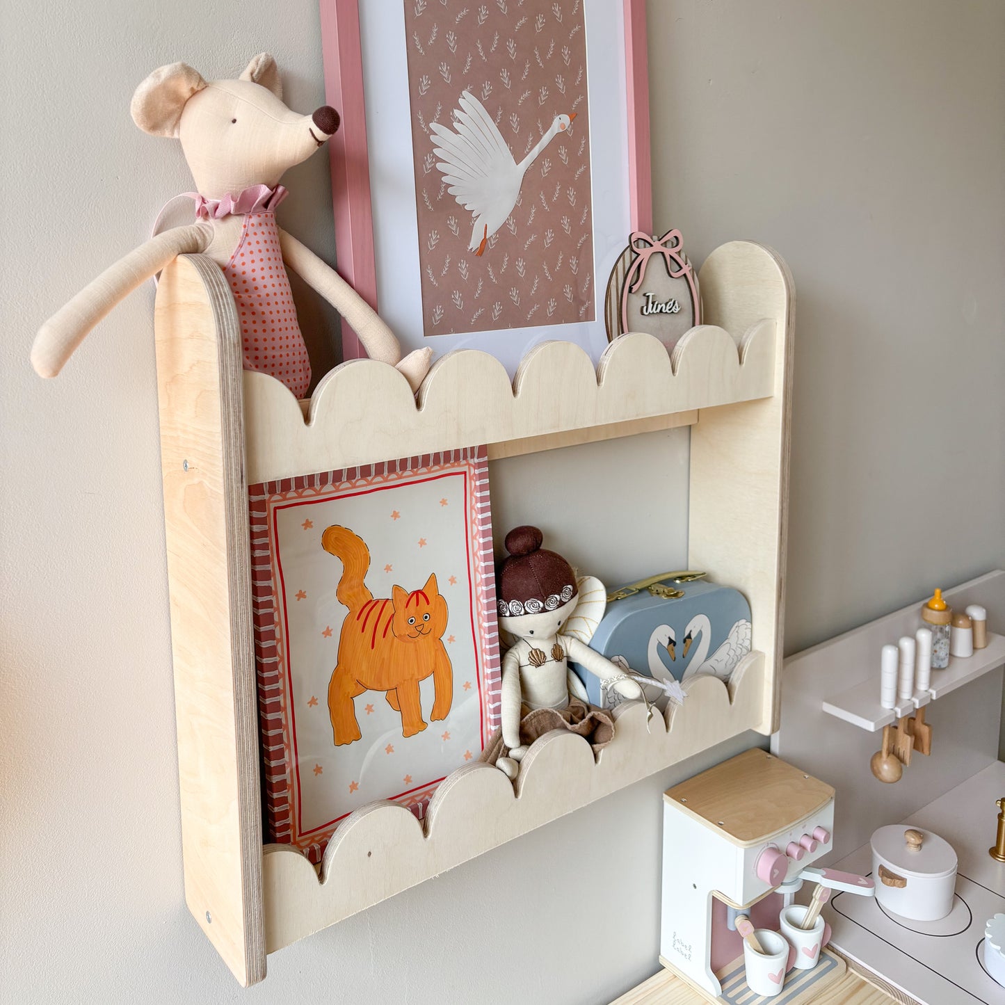 Bubble Montessori boekenrek kinderkamer | 2 planken - blank - toddie.nl ®