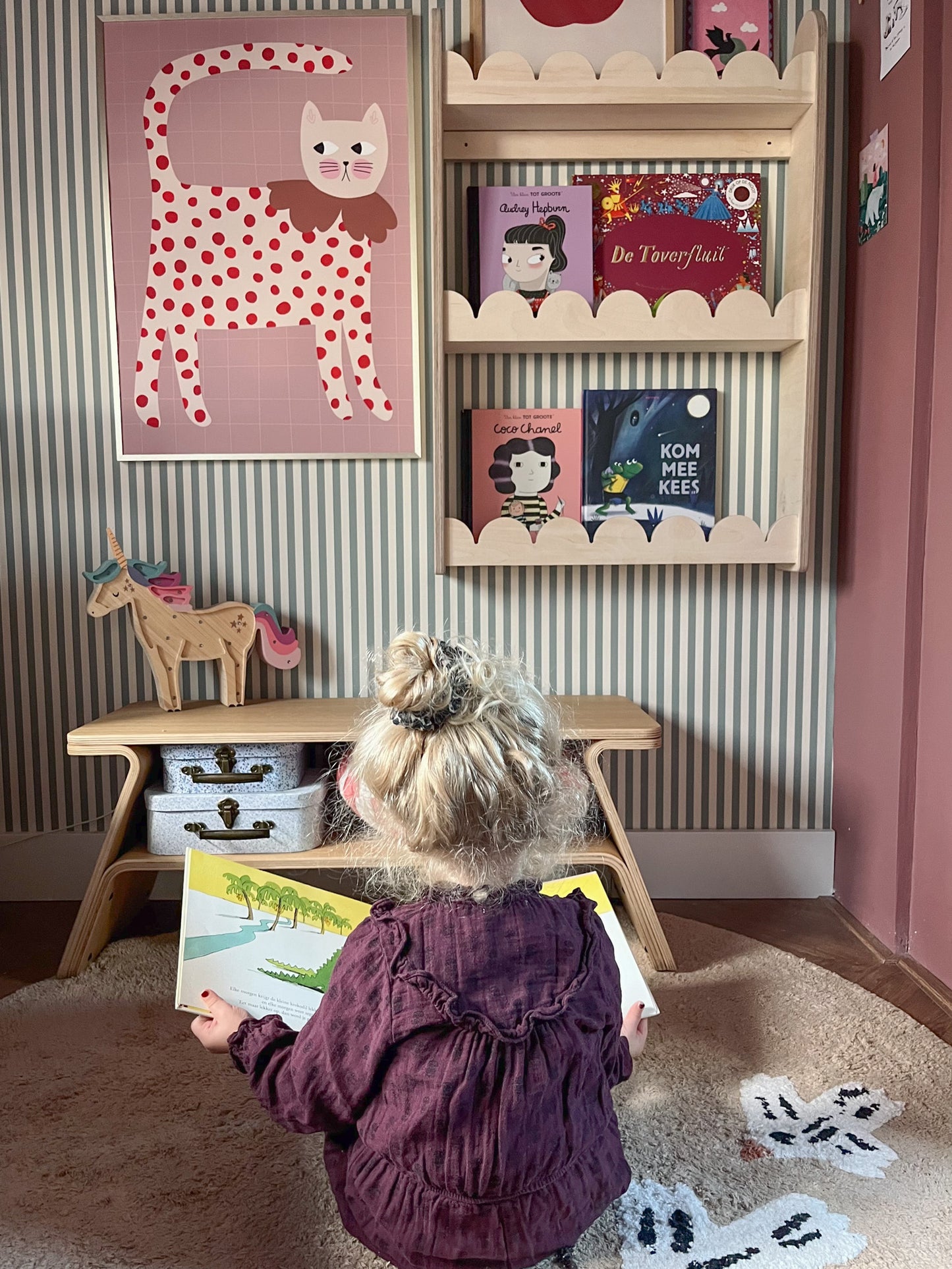 Bubble Montessori boekenrek kinderkamer | 3 planken - blank - toddie.nl ®