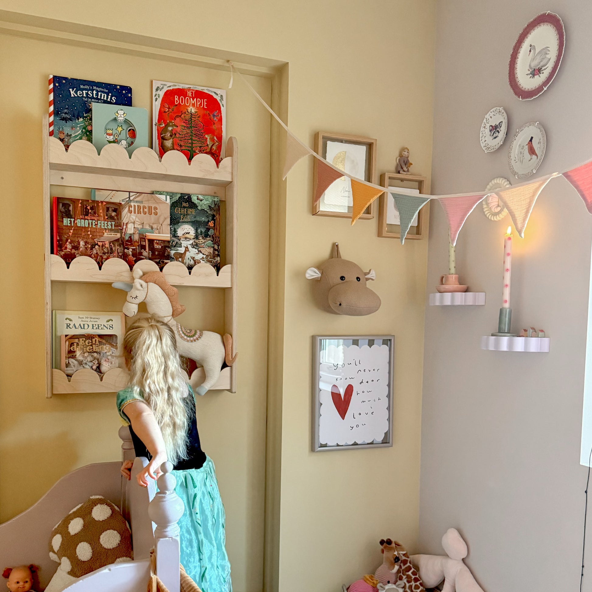Bubble Montessori boekenrek kinderkamer | 3 planken - blank - toddie.nl ®