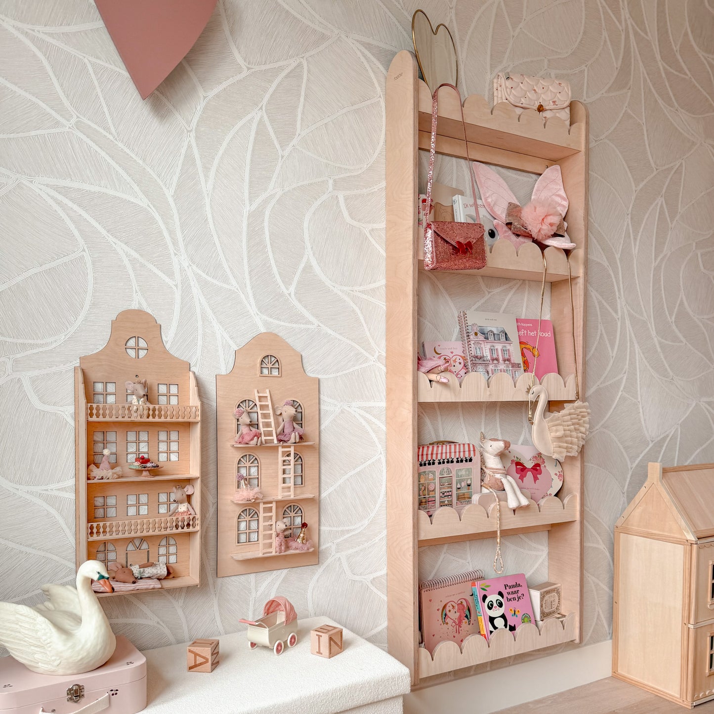 Bubble Montessori boekenrek kinderkamer | 5 planken - blank - toddie.nl ®