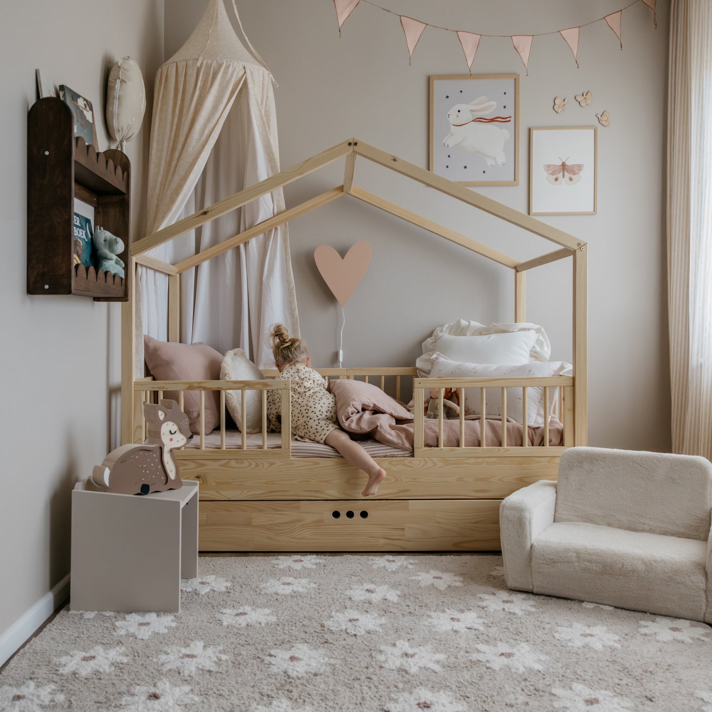 Bubble Montessori boekenrek kinderkamer | 2 planken - wengé gebeitst - toddie.nl ®