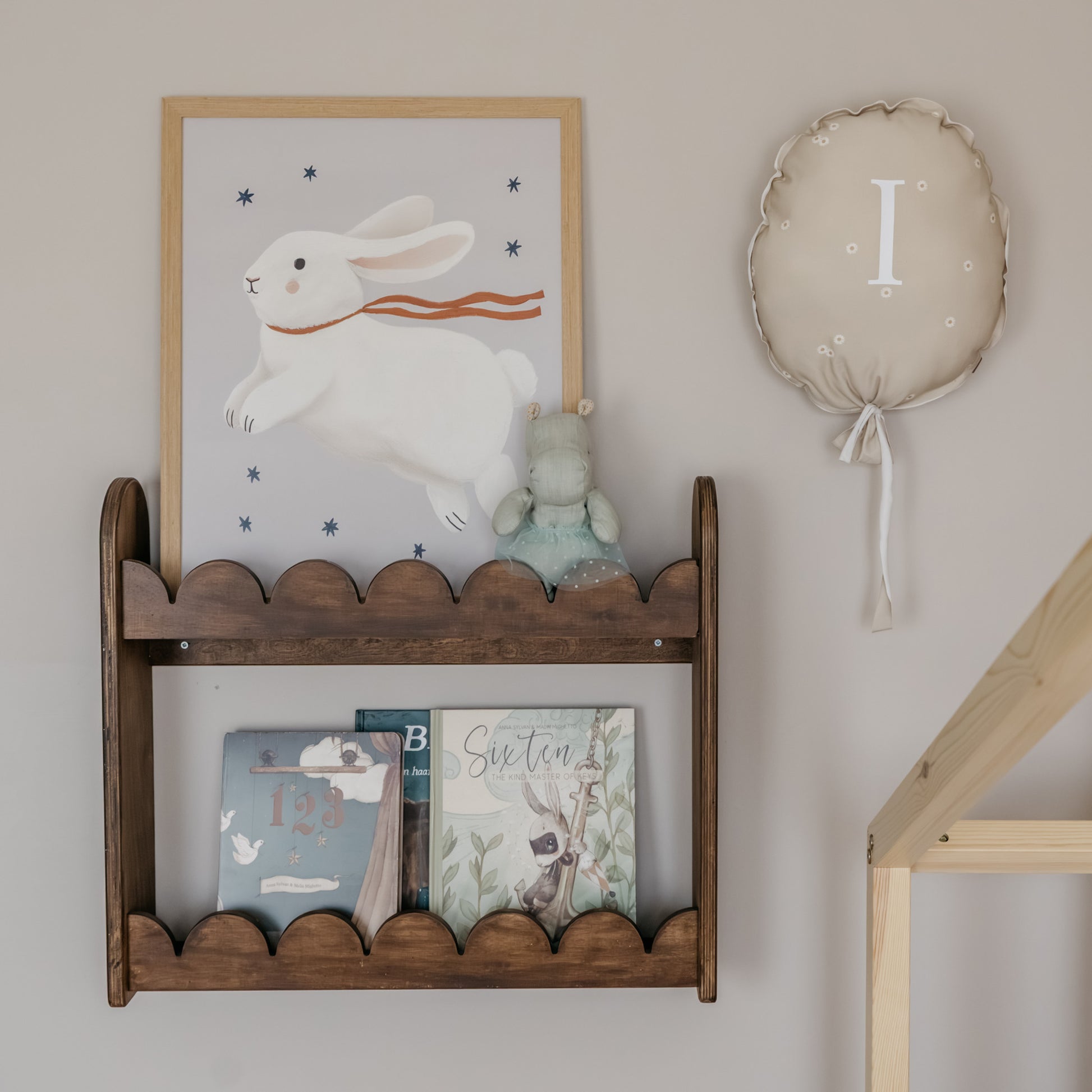 Bubble Montessori boekenrek kinderkamer | 2 planken - wengé gebeitst - toddie.nl ®