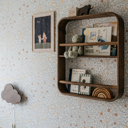 Novie montessori rond boekenrek kinderkamer | 2 planken - Wengé gebeitst - toddie.nl ®