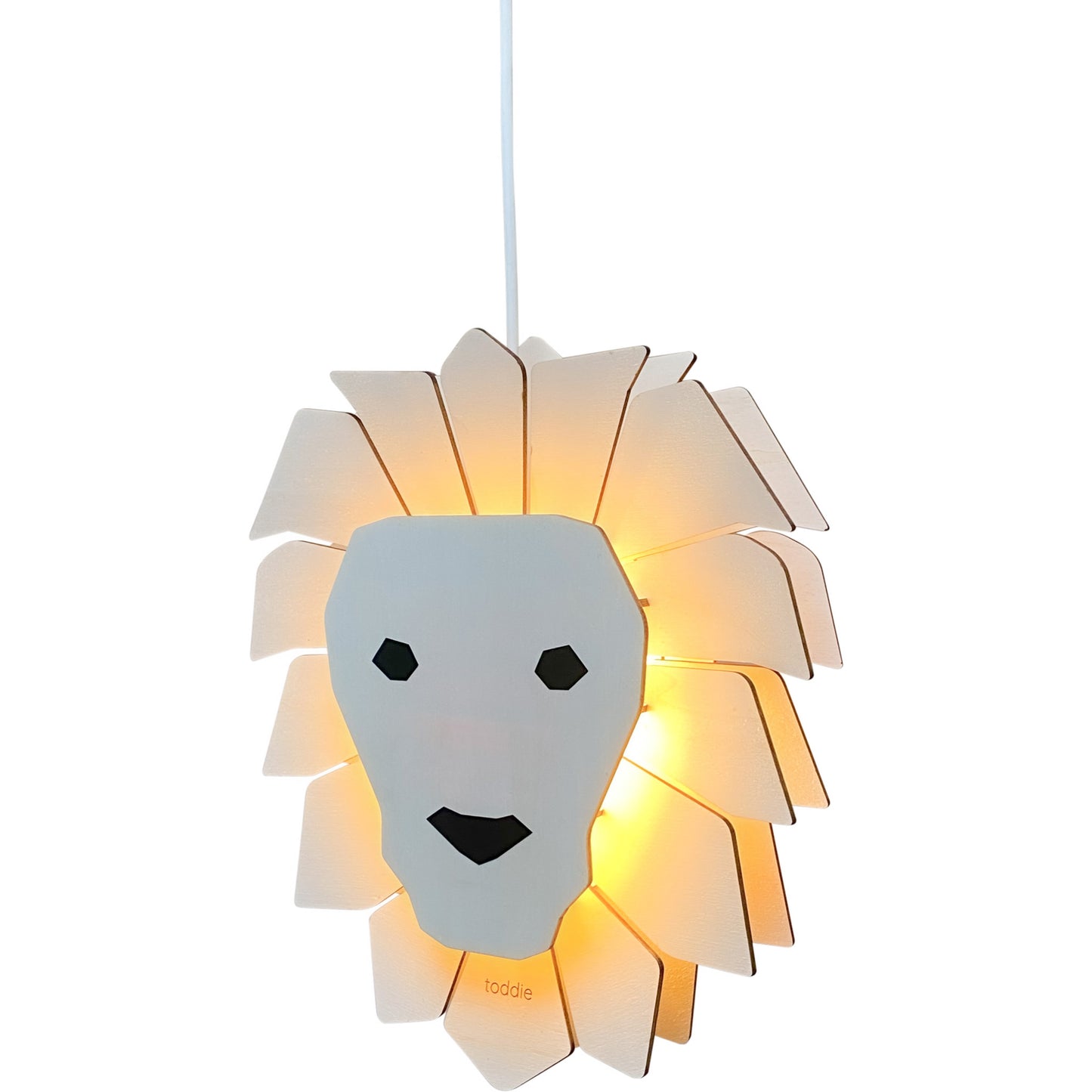 Houten hanglamp kinderkamer | Leeuw - blank - toddie.nl ®