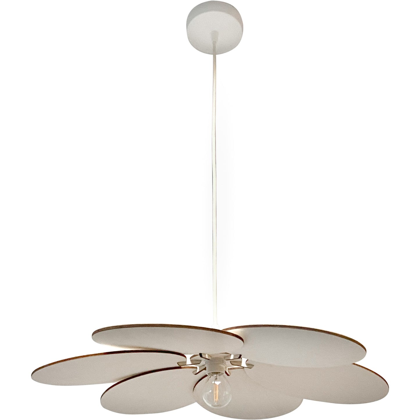 Houten hanglamp kinderkamer | Bloem - blank - toddie.nl ®