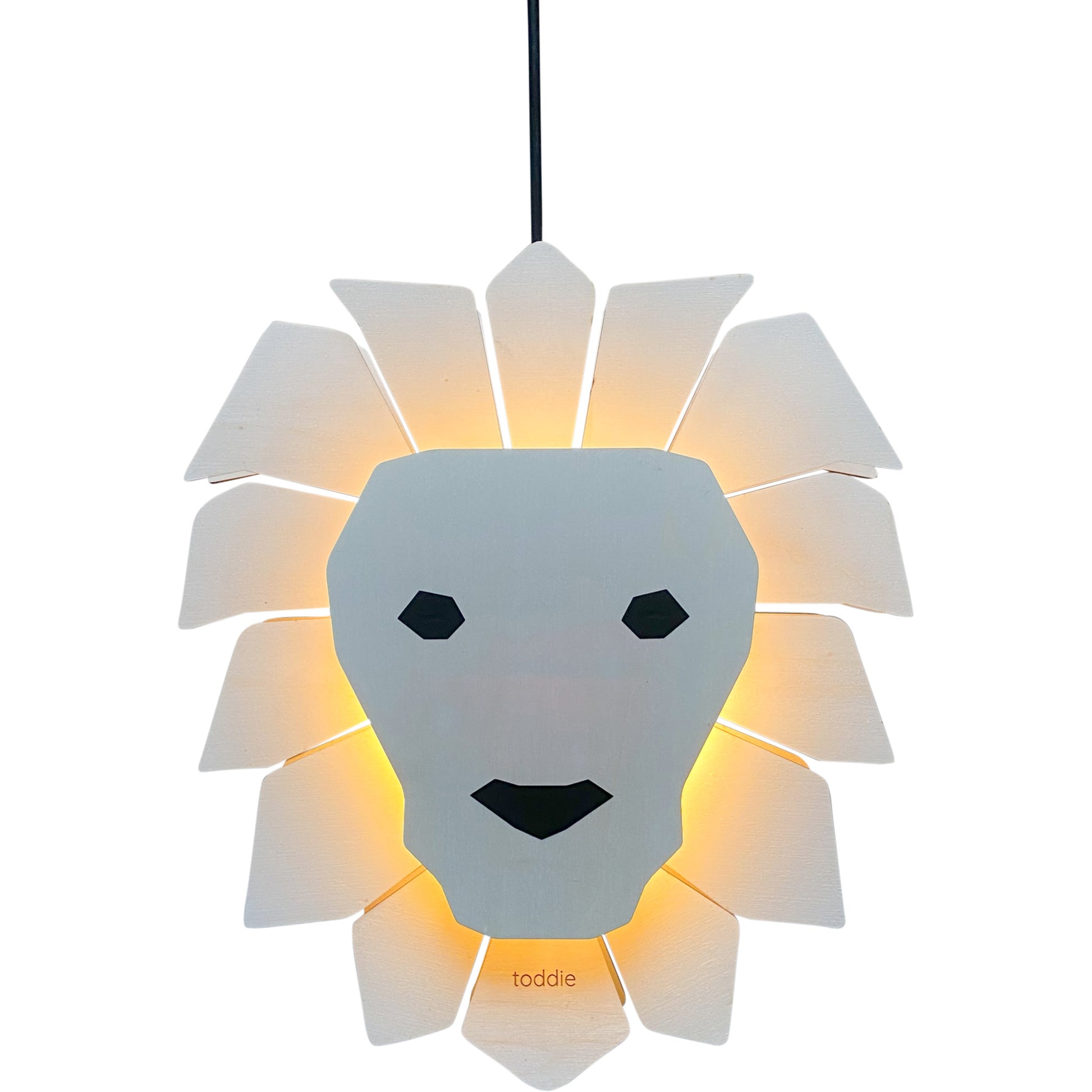 Houten hanglamp kinderkamer | Leeuw - blank - toddie.nl ®
